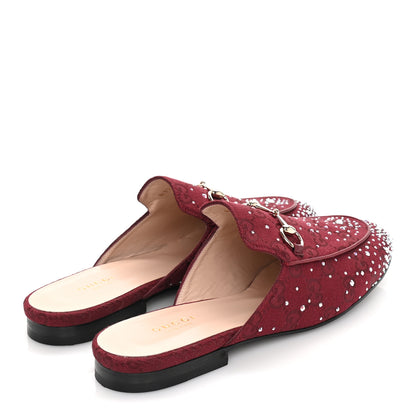 Gucci Crystal Canvas GG Monogram Nappa Womens Princetown Slippers 39 6 Rosso Ancora 4 of 7