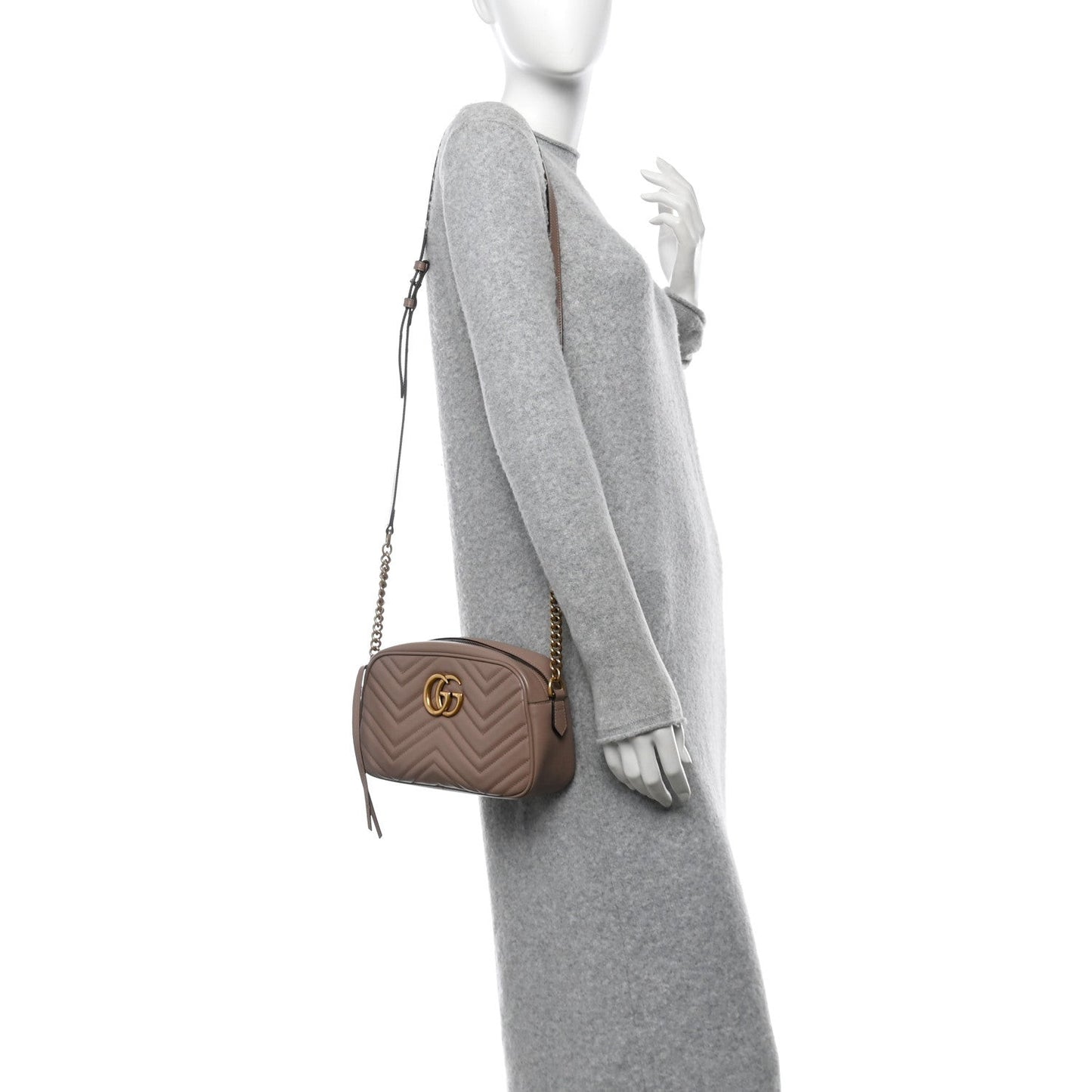 Calfskin Matelasse Small GG Marmont Chain Shoulder Bag Porcelain Rose