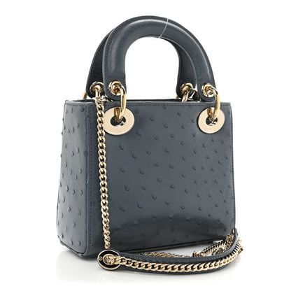 Christian Dior Ostrich Mini Lady Dior Dark Grey 3 of 12