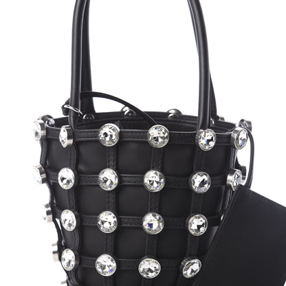 Alexander Wang Calfskin Crystal Embellished Roxy Mini Bucket Bag Black 8 of 10