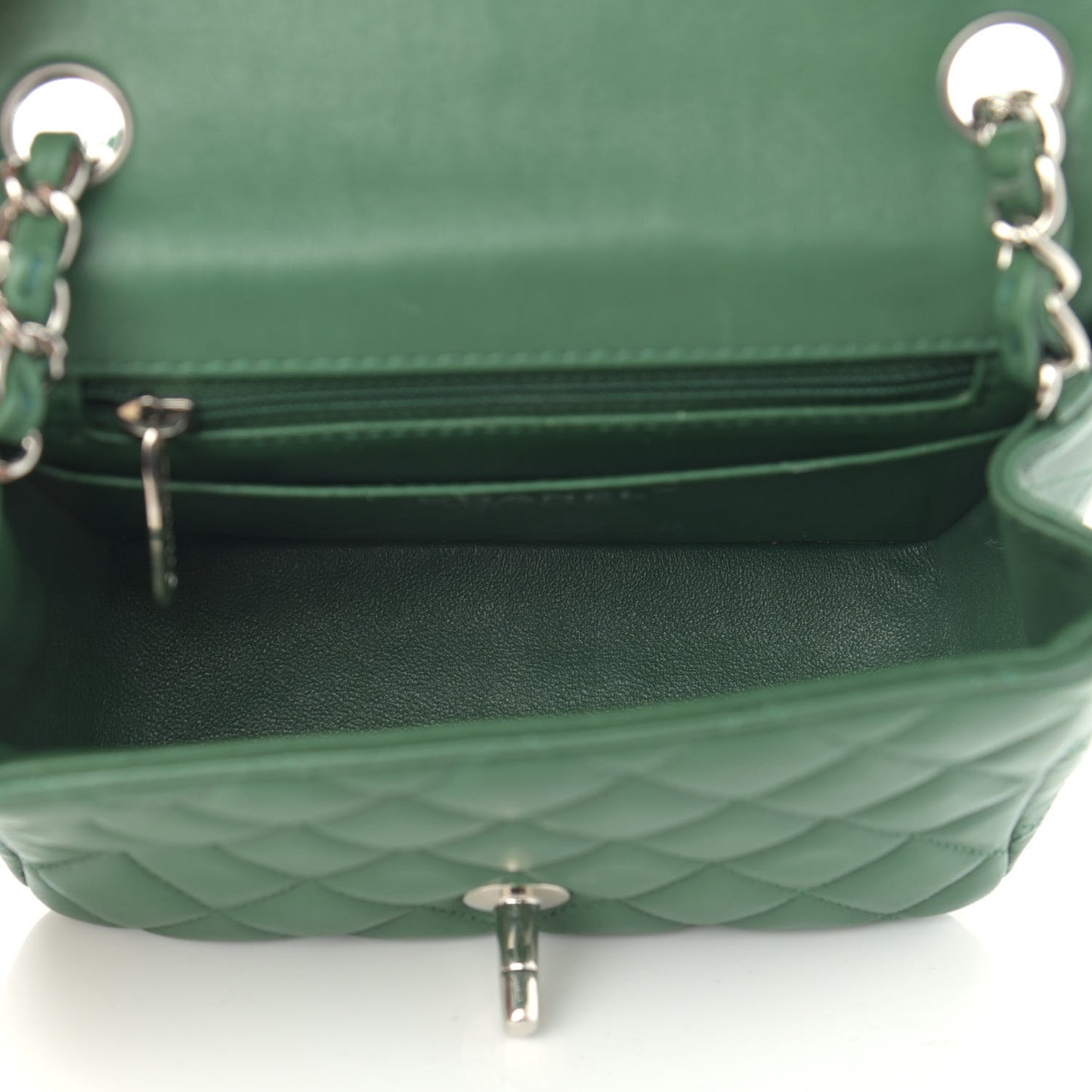 Lambskin Quilted Mini Square Flap Green