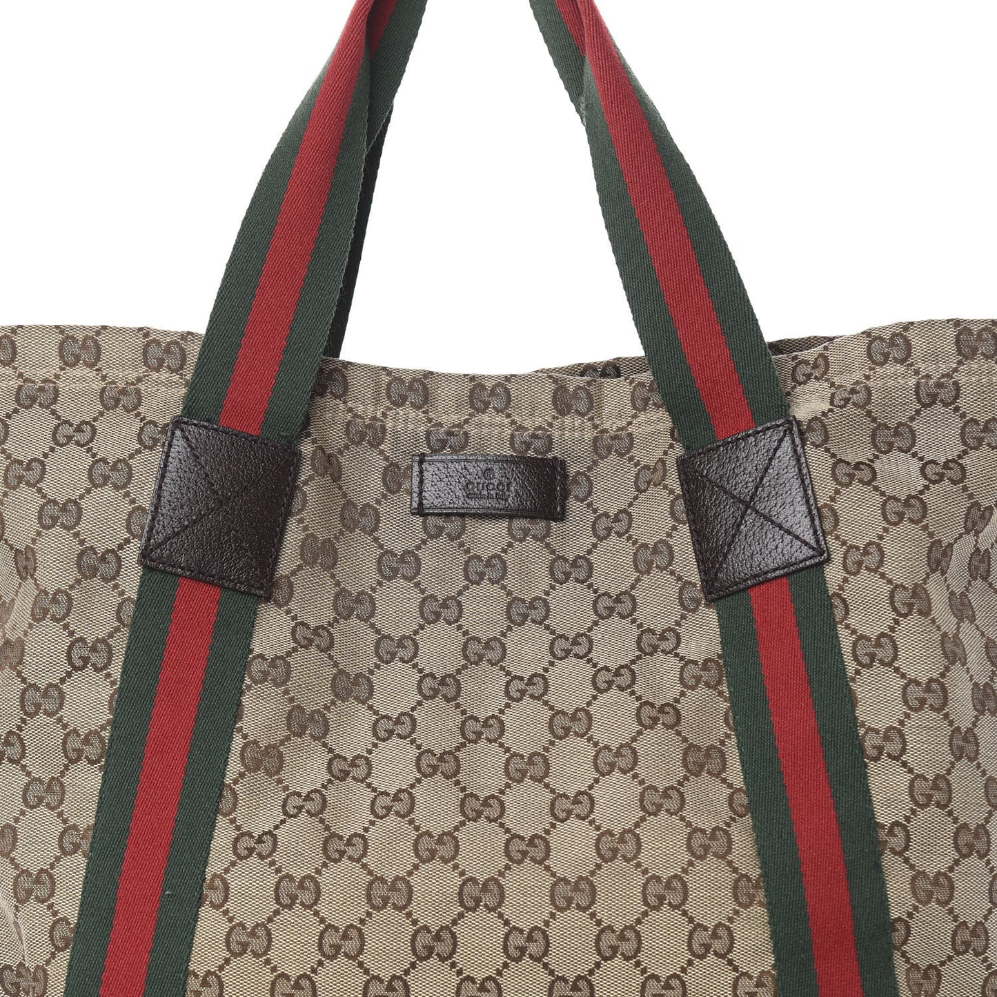 GG Monogram Medium Web Handle Vertical Tote Dark Brown