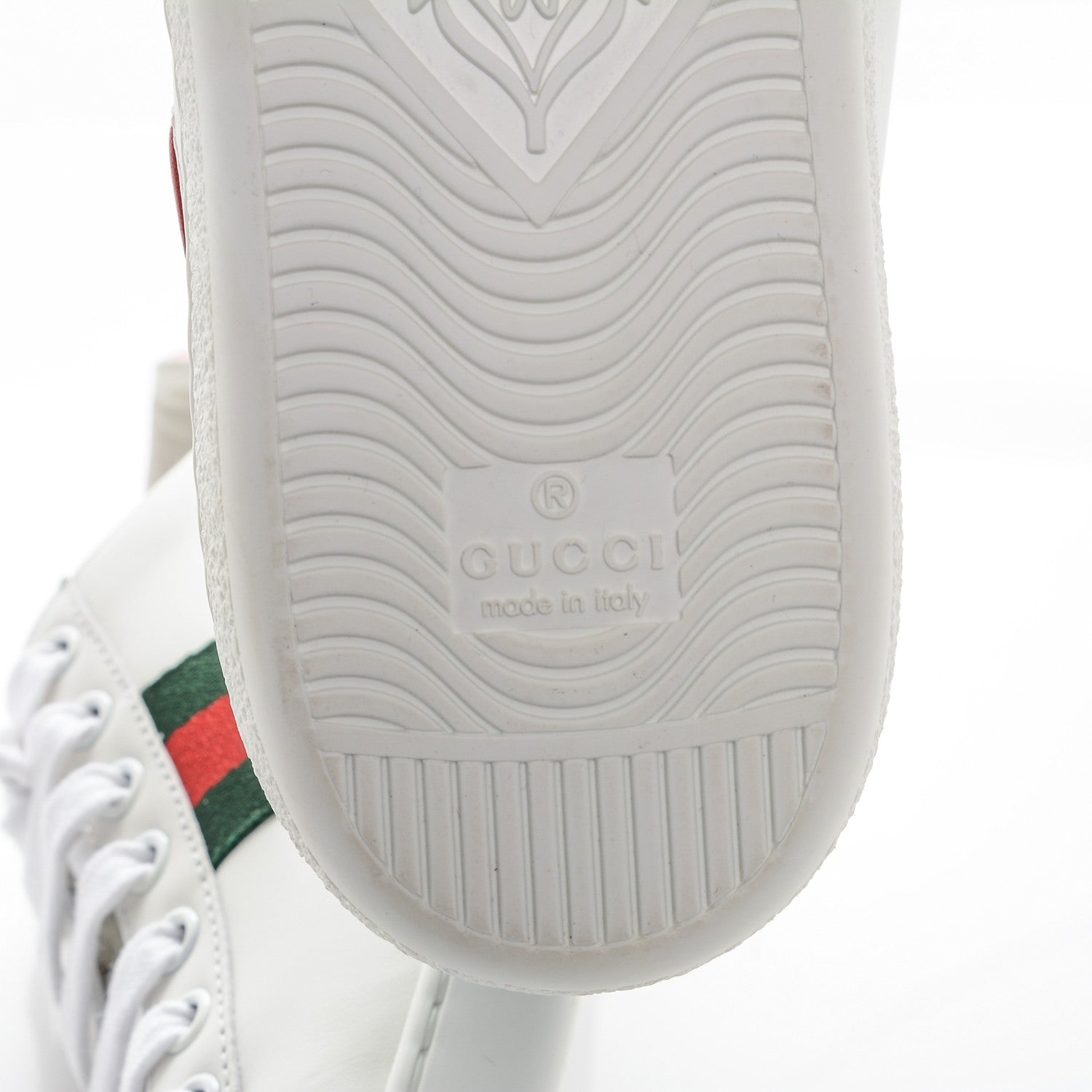 Gucci Calfskin Ayers Web Heart Embroidered Ace Sneakers 37.5 White 6 of 6