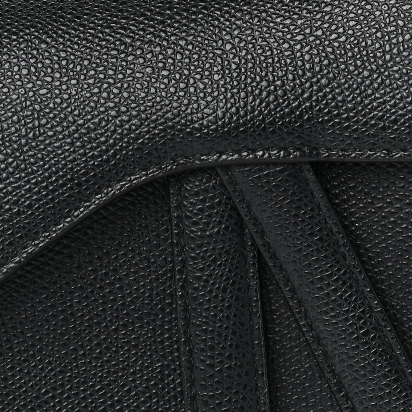 Grained Calfskin Mini Saddle Bag  Black
