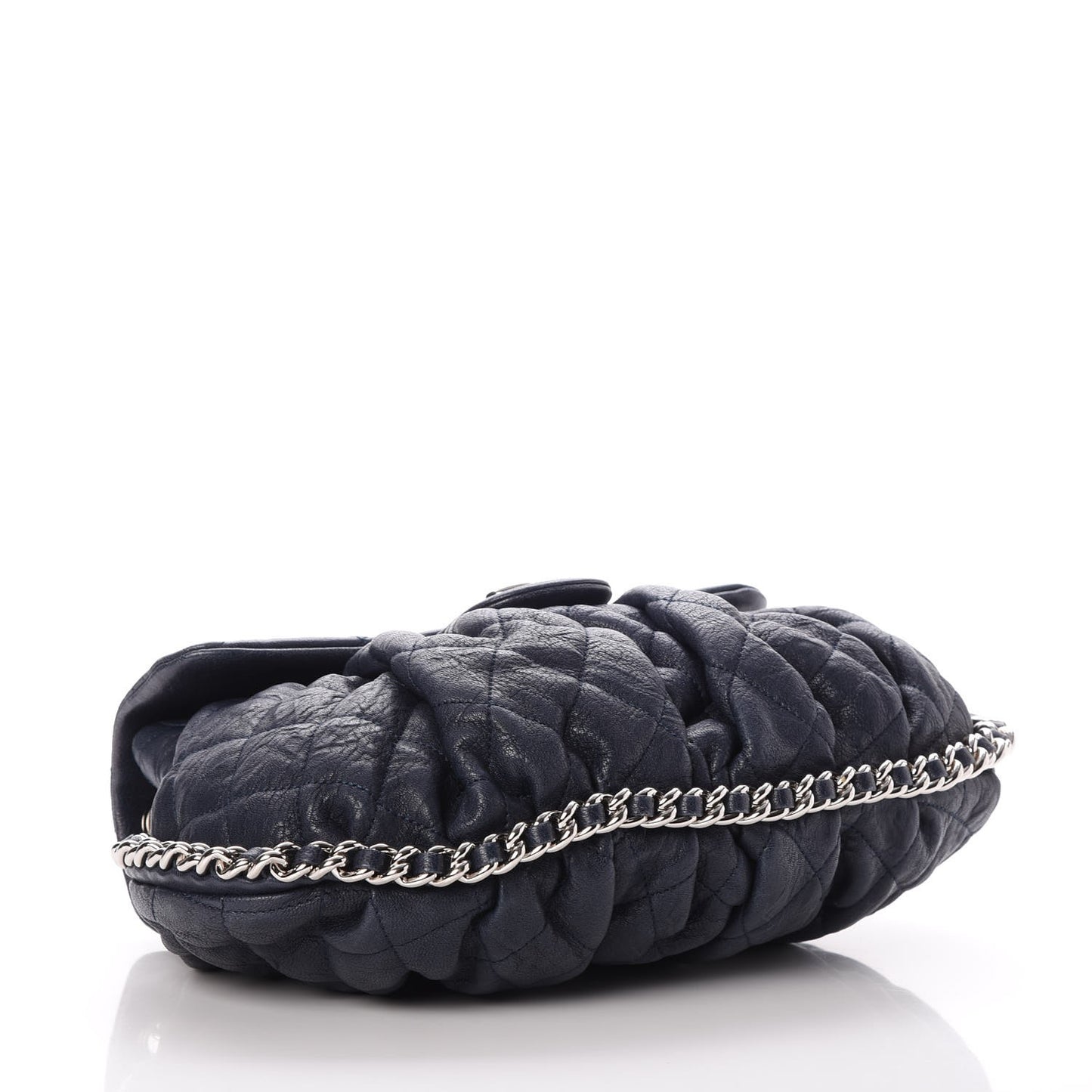 Washed Lambskin Quilted Medium Chain Around Messenger Blue