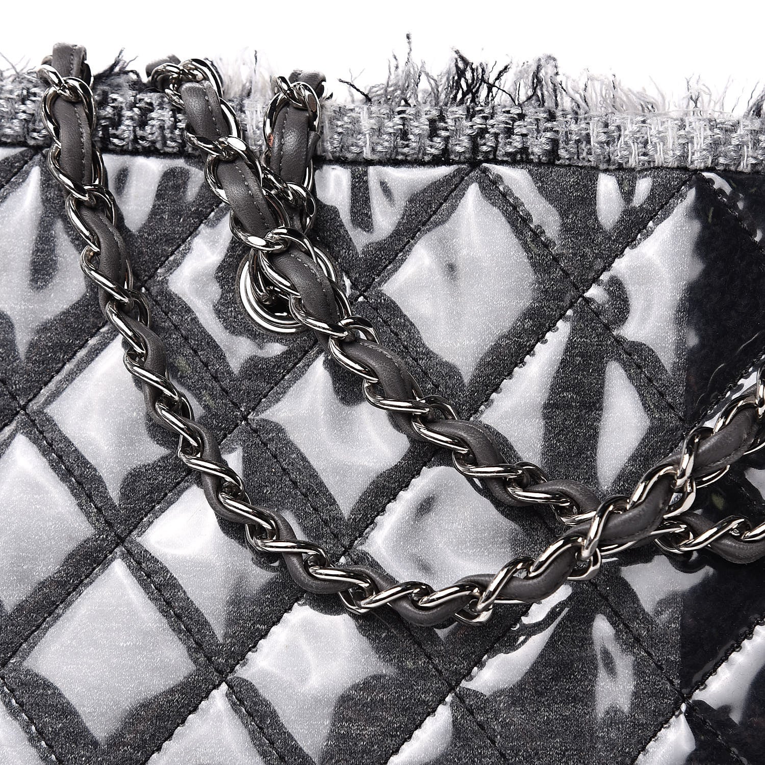 Chanel Vinyl Funny Tweed Patchwork Tote Grey 11 of 13