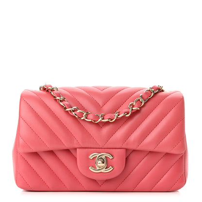 Chanel Lambskin Chevron Quilted Mini Rectangular Flap Pink 1 of 10