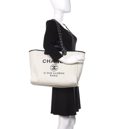 Chanel Canvas Medium Deauville Tote White 2 of 10