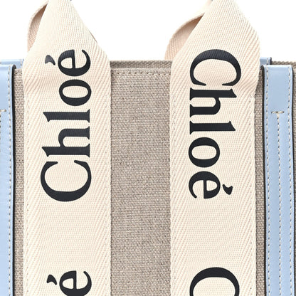 Chloe Cotton Calfskin Small Woody Ribbon Tote With Strap Light Blue 7 of 9