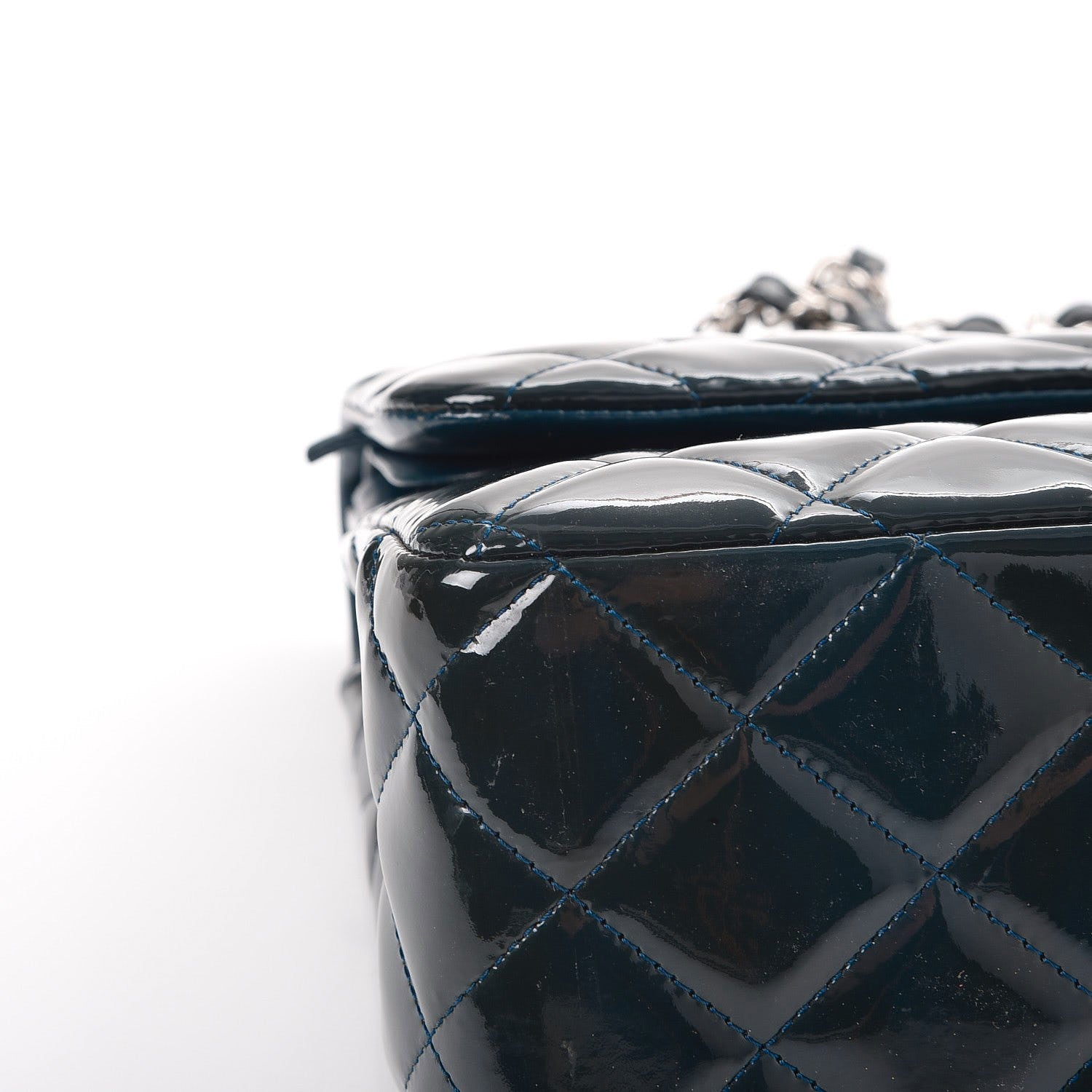 Chanel Patent Quilted Jumbo Double Flap Blue 6 of 18