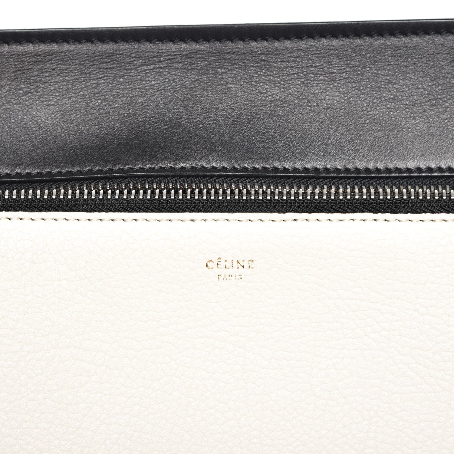 Celine Textured Calfskin Small Bi-Color Edge Shoulder Bag Black Cream 6 of 7