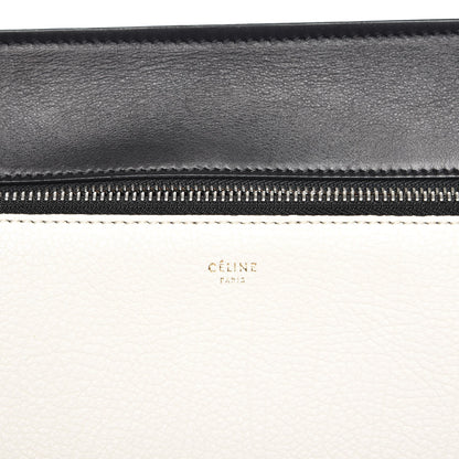 Celine Textured Calfskin Small Bi-Color Edge Shoulder Bag Black Cream 6 of 7