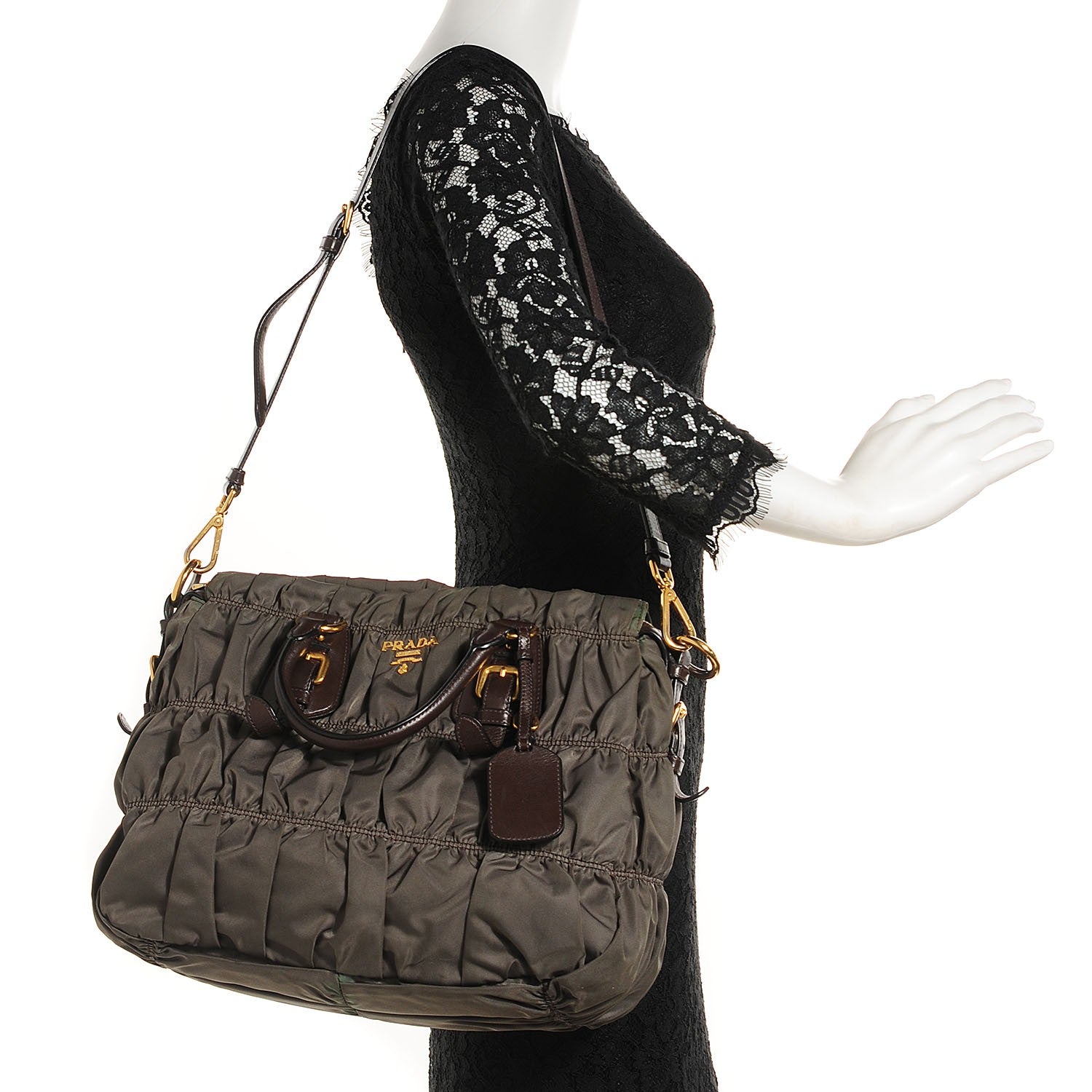 Prada Tessuto Nylon Gaufre Tote Fumo 2 of 10