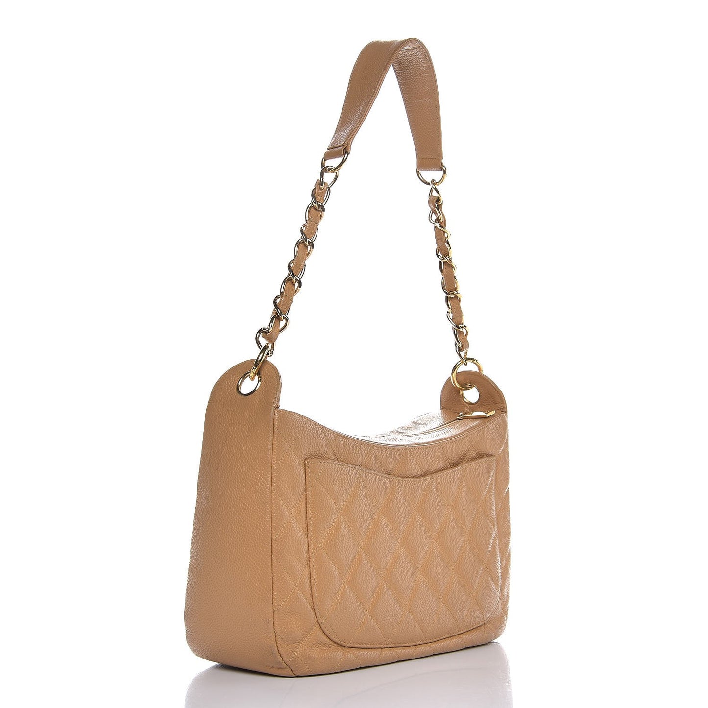 Caviar Quilted Hobo Beige