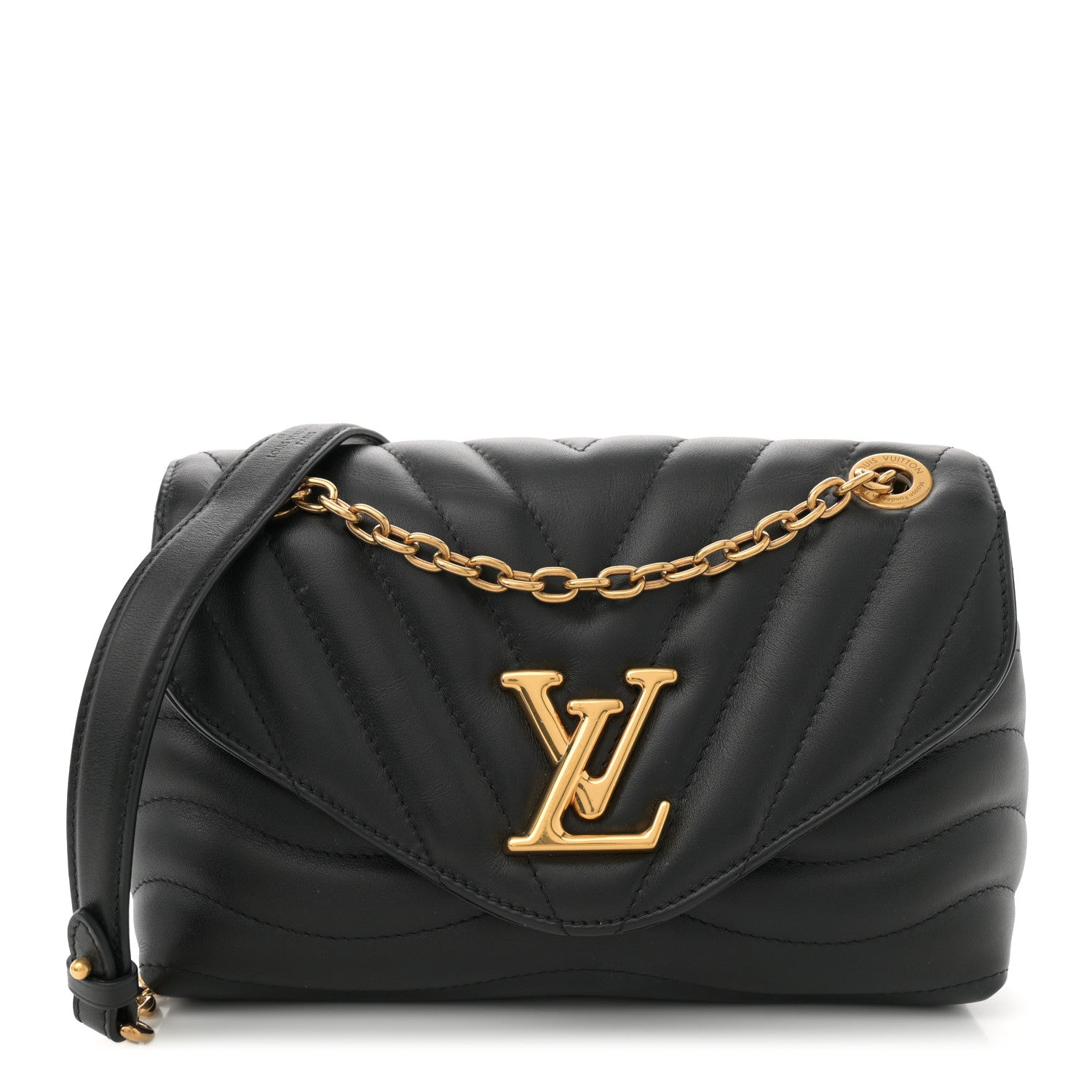Louis Vuitton Calfskin New Wave Chain Bag MM NM Black 1 of 12