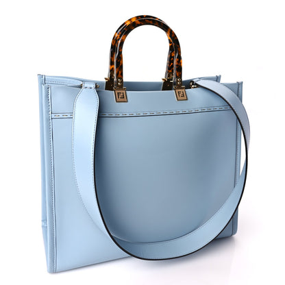 Fendi Vitello King Plexiglass Logo Embossed Medium  Sunshine Shopper Tote Azzurro Baby 2 of 8