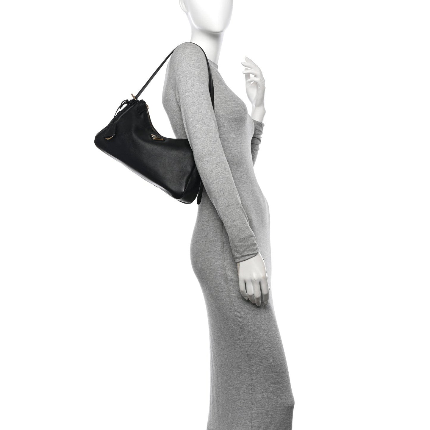 Soft Calfskin Aimee Shoulder Bag Black
