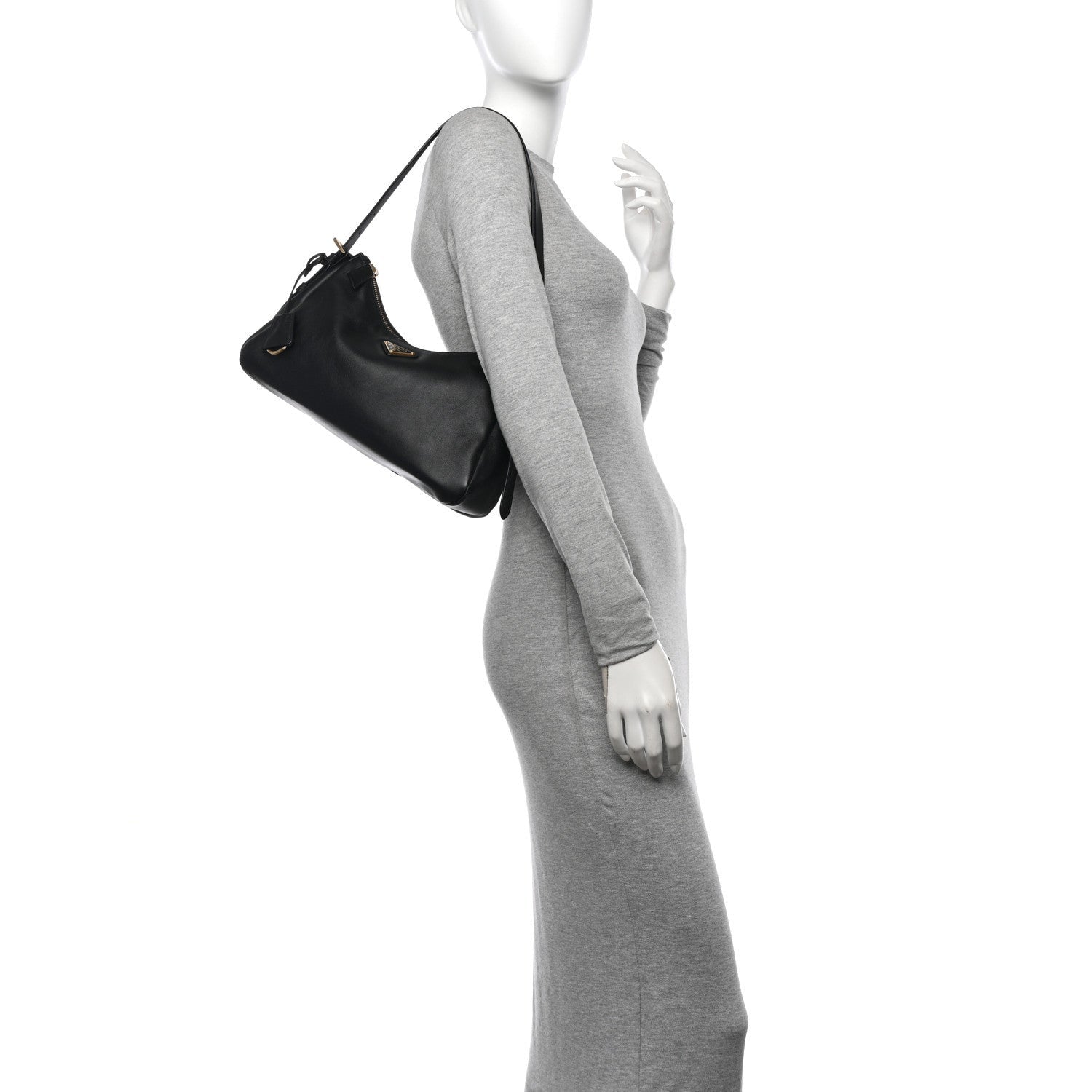 Prada Soft Calfskin Aimee Shoulder Bag Black 2 of 7