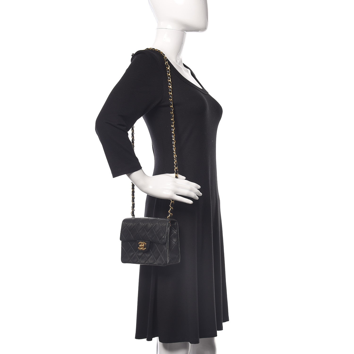 Chanel Lambskin Quilted Mini Square Flap Black 2 of 10