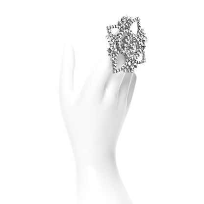 Gucci Metal Crystal Double G Ring Silver 2 of 3