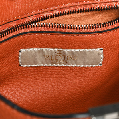 Valentino Garavani Pebbled Calfskin Small Guitar Strap Rockstud Rolling Flip-Lock Messenger Bag Orange 6 of 10
