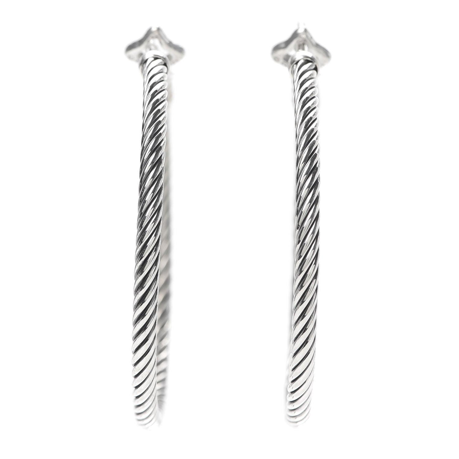 David Yurman Sterling Silver Medium Cable Classics Hoop Earrings 1 of 5