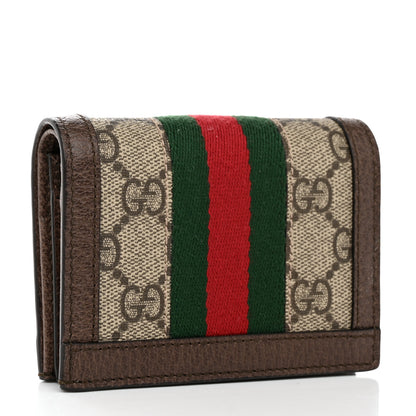 Gucci GG Supreme Monogram Web Ophidia Card Case Beige New Acero 3 of 7