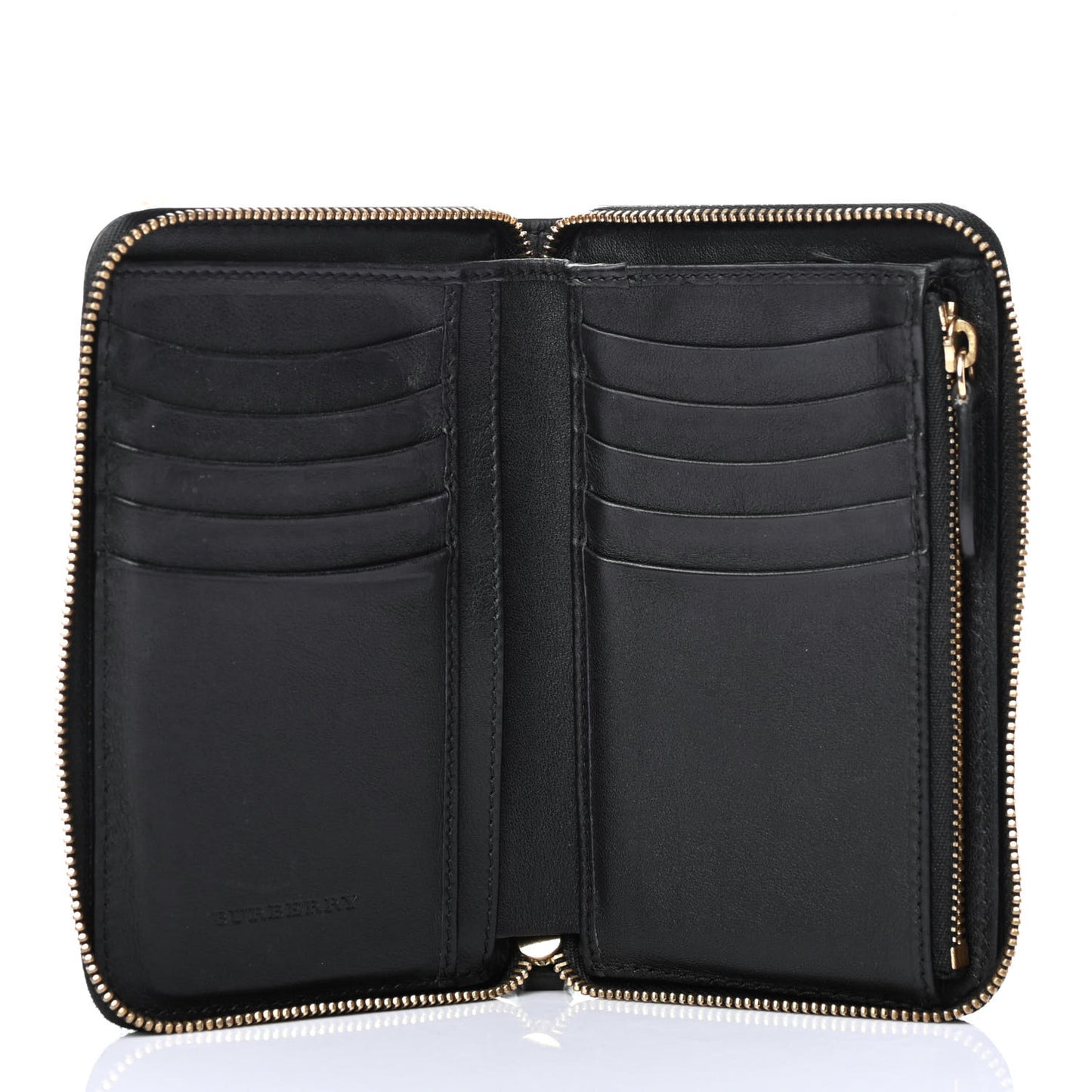 Calfskin Horseferry Check Medium Marston Zip Around Wallet Black