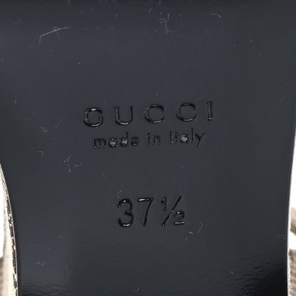 Gucci Monogram Nappa Chalotte Horsebit Ankle Strap 75mm Flatform Sandals 37.5  Beige Ebony 7 of 7