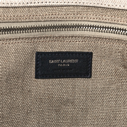 Saint Laurent Linen Calfskin Rive Gauche Tote Optic White 6 of 10