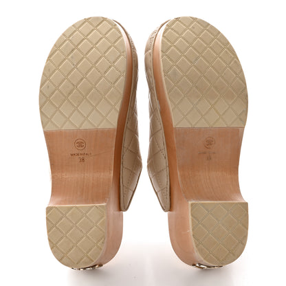 Chanel Lambskin Quilted CC Clogs 38 Beige 6 of 12