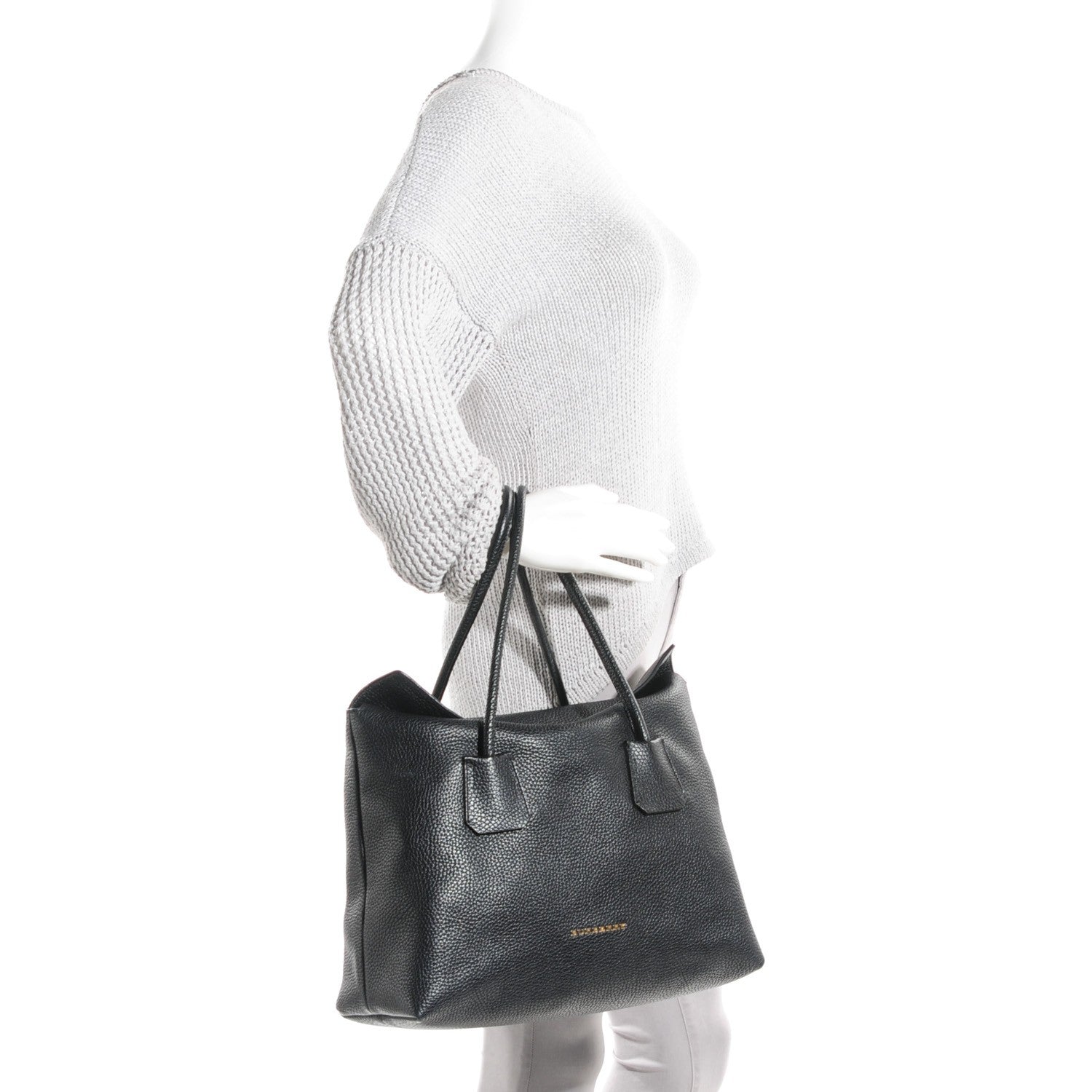 Burberry London Grainy Calfskin Medium Baynard Tote Black 6 of 13