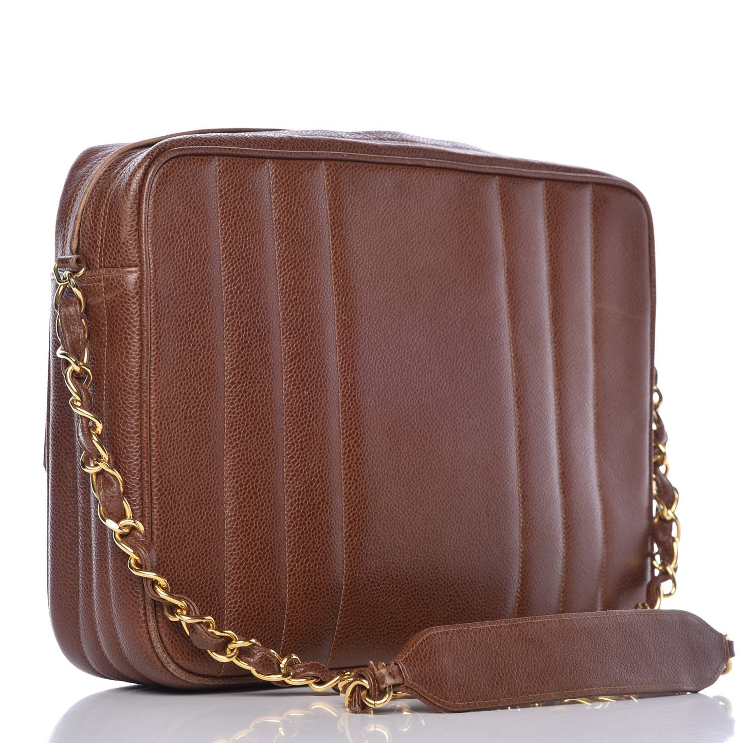 Caviar Vertical Quilt Bag Brown