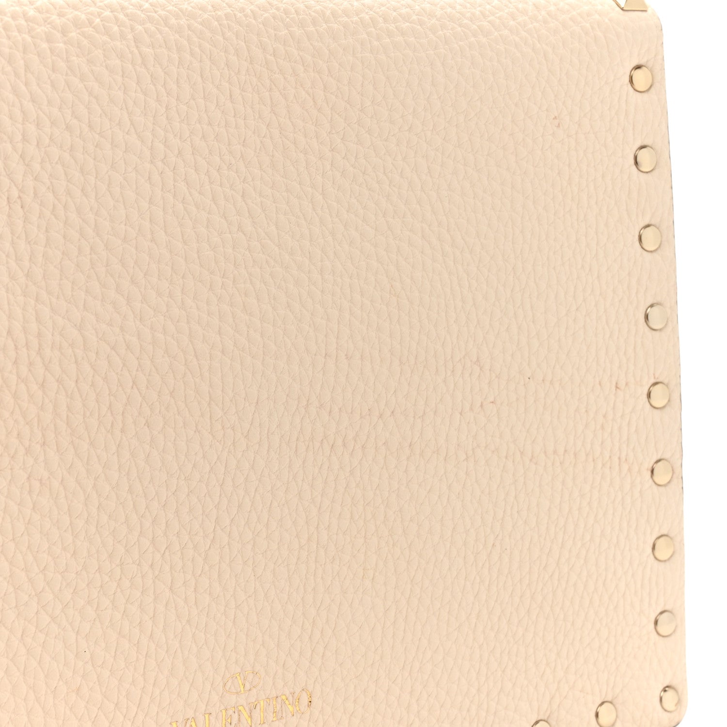 Valentino Garavani Pebbled Calfskin Medium Rockstud Envelope Flat Wristlet Pouch Ivory 8 of 9