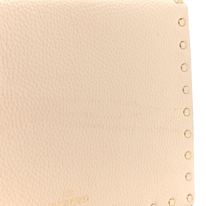 Valentino Garavani Pebbled Calfskin Medium Rockstud Envelope Flat Wristlet Pouch Ivory 8 of 9