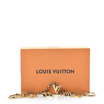 Louis Vuitton Brass Enamel Fleur De Monogram Bag Charm Chain Gold 5 of 5