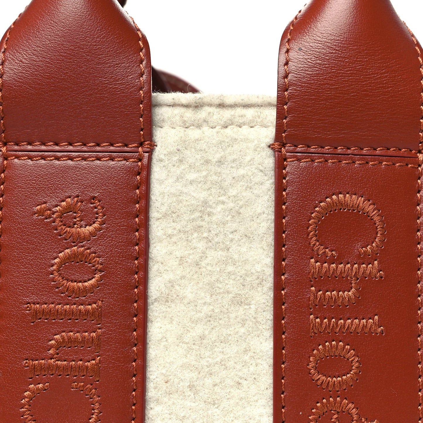 Felt Calfskin Small Woody Ribbon Tote With Strap  Cement Beige