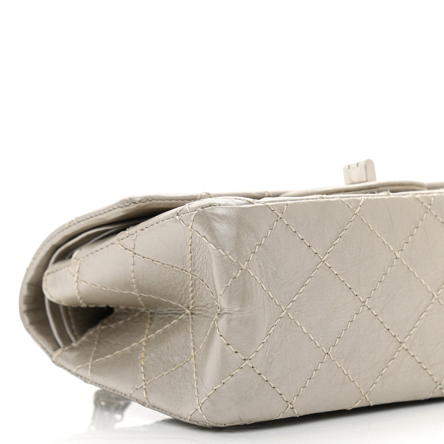 Metallic Calfskin Quilted 2.55 Reissue 224 Flap Silver