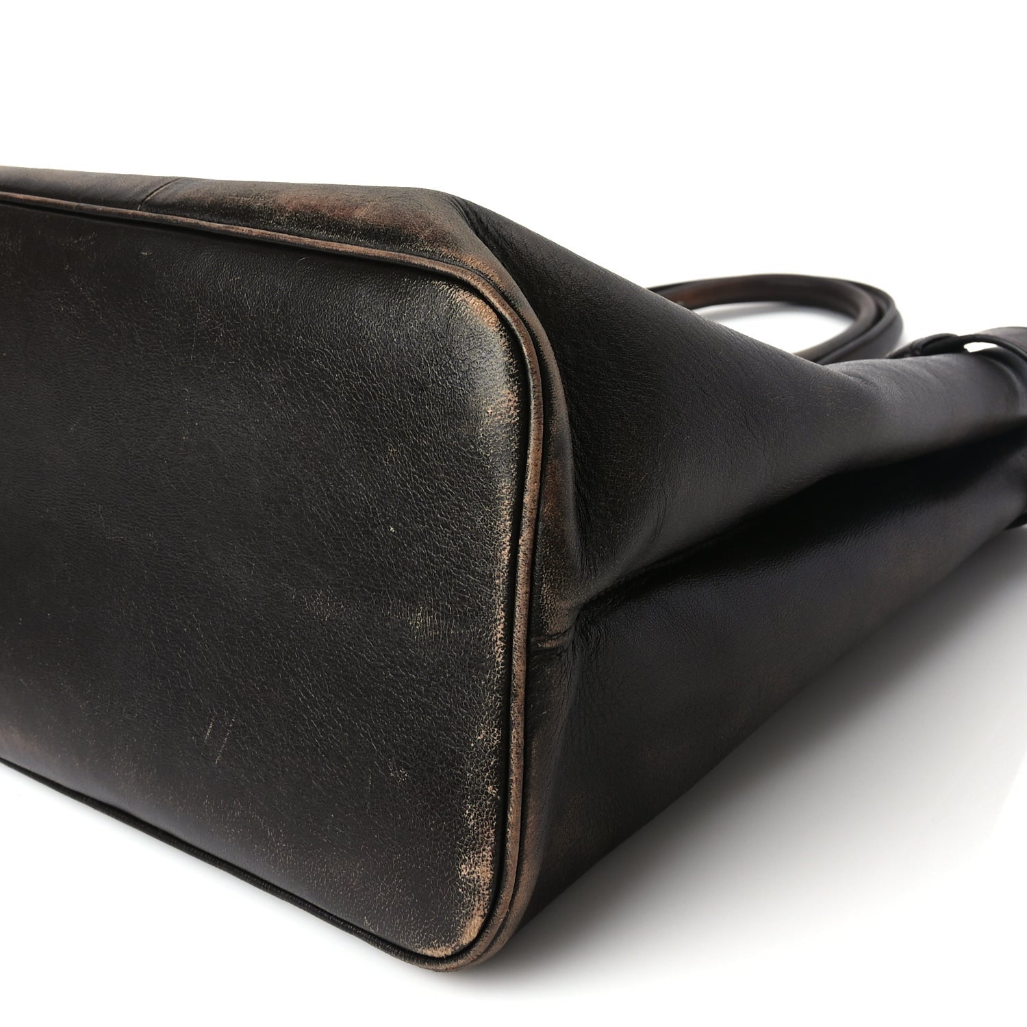 Prada Nappa Vintage Effect Large Buckle Bag With Belt Dark Brown 8 of 8