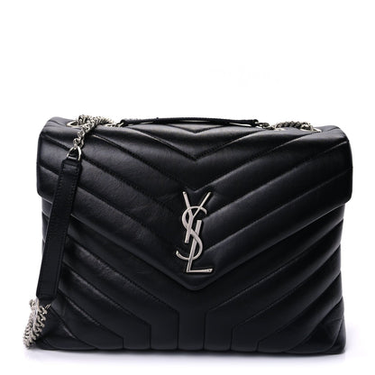 Saint Laurent Calfskin Y Quilted Monogram Medium Loulou Chain Satchel Black 1 of 8