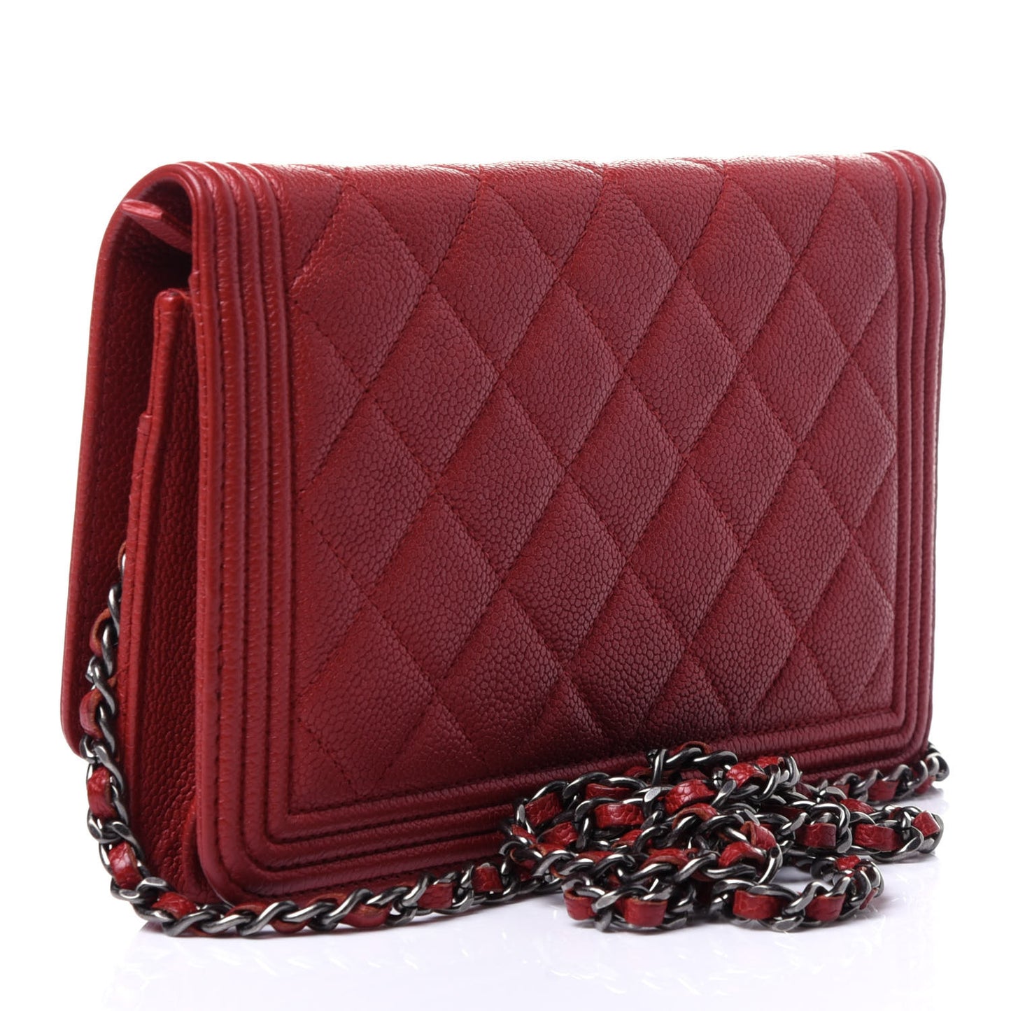 Caviar Quilted Boy Wallet On Chain WOC Red