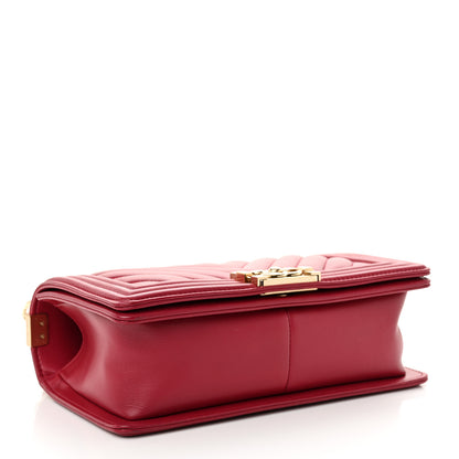 Chanel Lambskin Chevron Quilted Medium Boy Flap Dark Pink 4 of 10