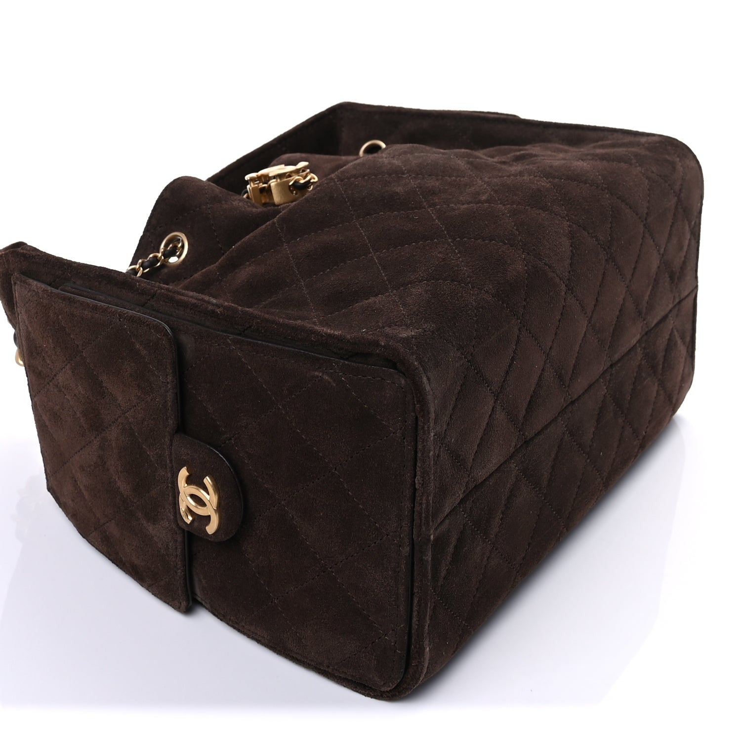 Chanel Suede Quilted Small  25 Handbag  Dark Brown 7 of 8