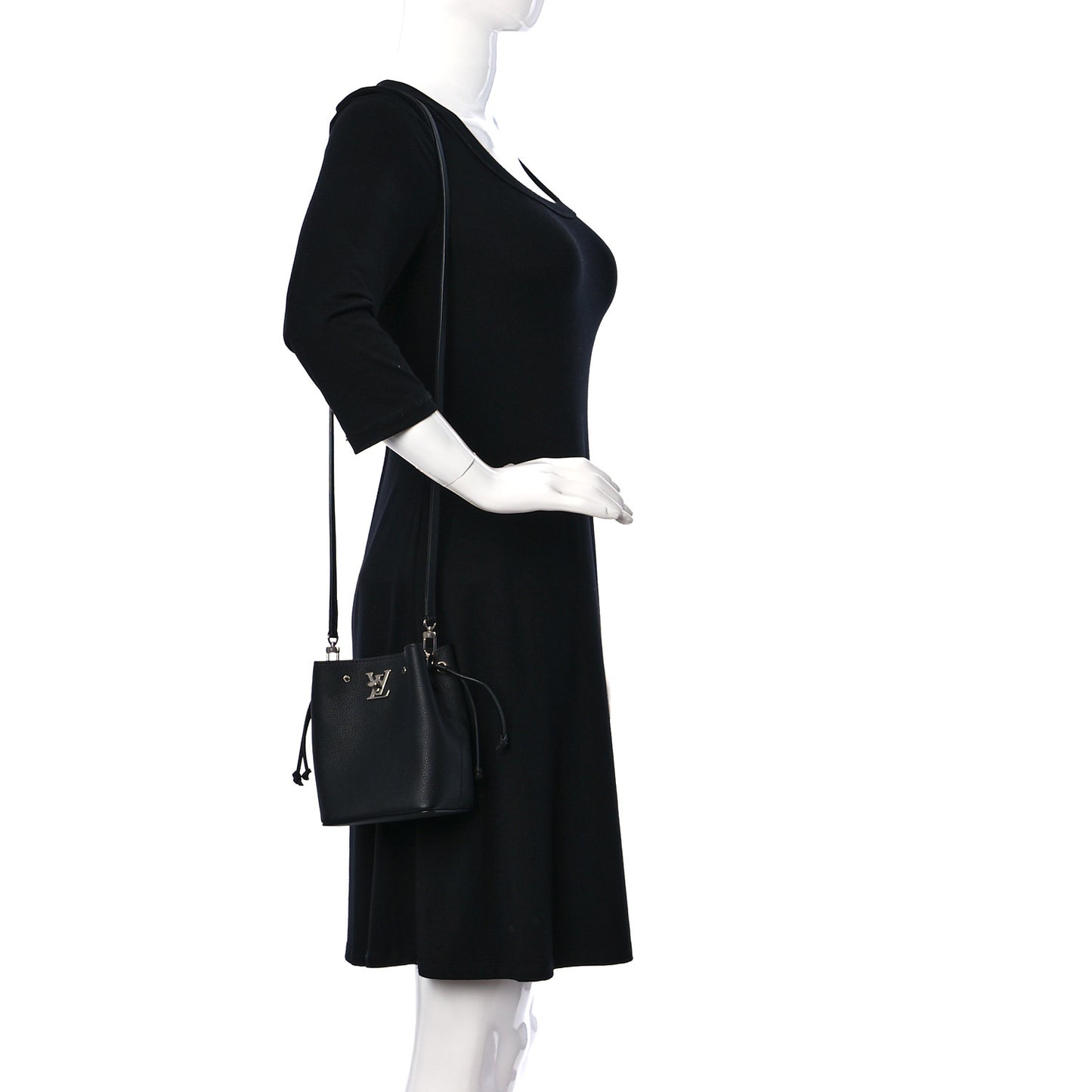 Calfskin Nano Lockme Bucket Black