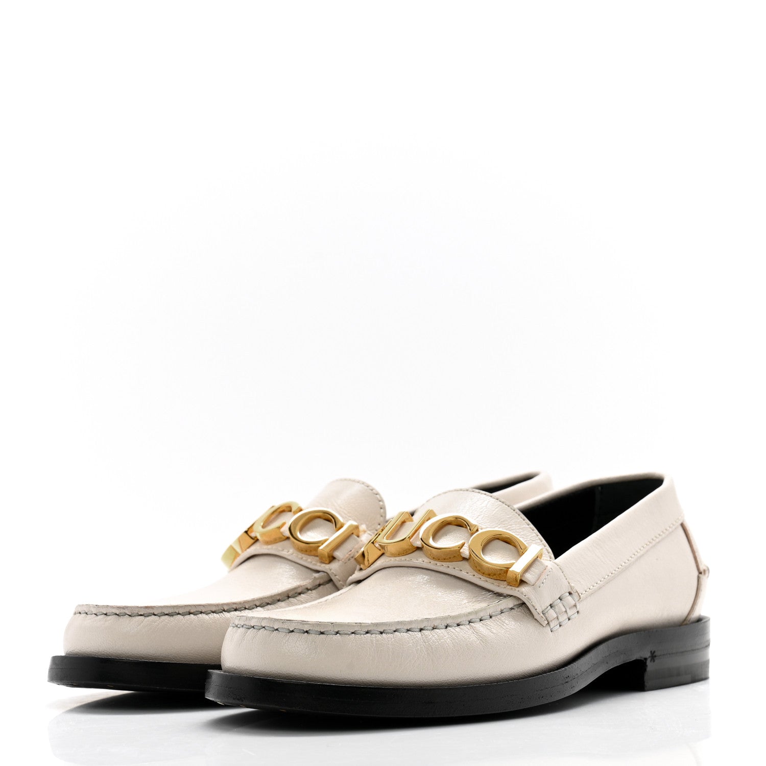 Gucci Goatskin Womens Logo 15mm Loafers 35.5 Mystic White 3 of 11