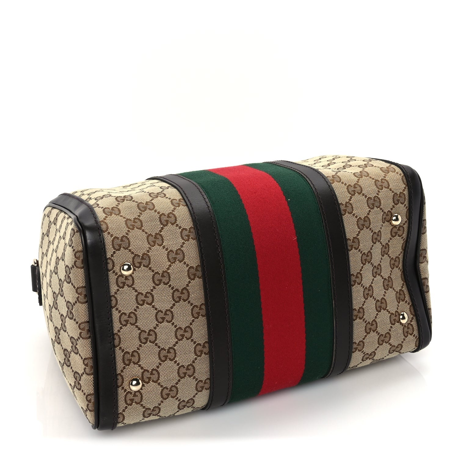 Gucci Monogram Vintage Web Medium Boston  Dark Brown 4 of 10