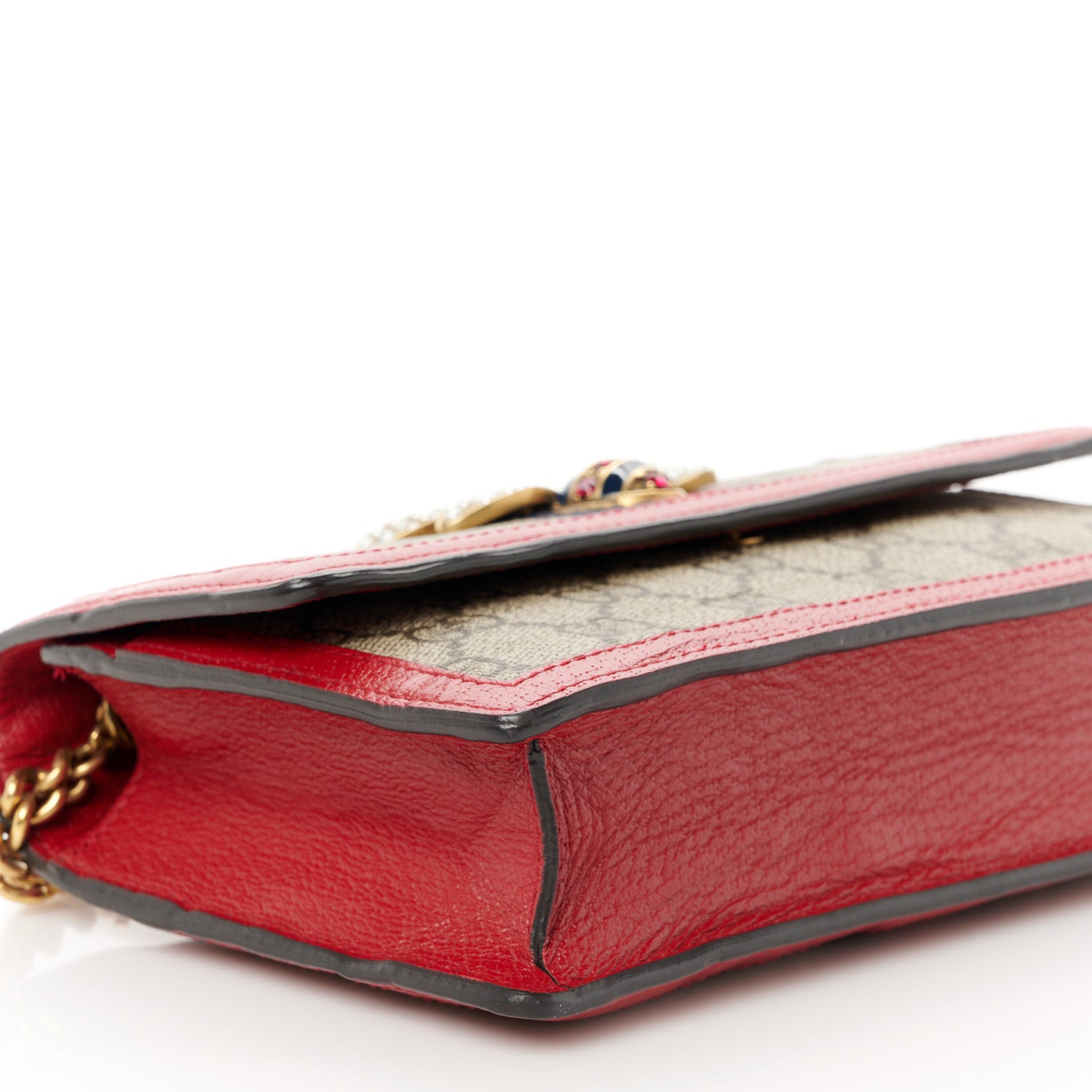 Gucci GG Supreme Monogram Web Queen Margaret Chain Wallet Red 8 of 11