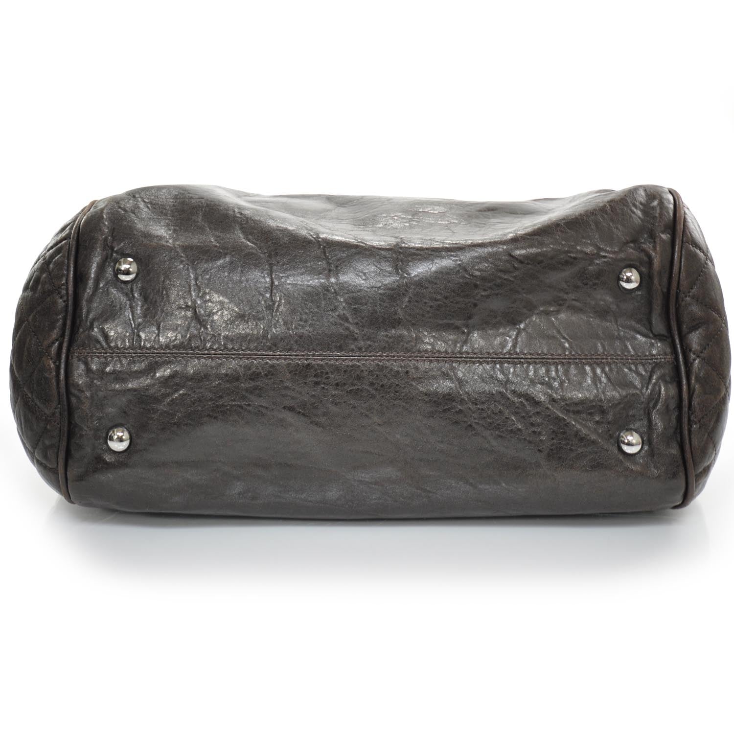 Chanel Leather Large Frame Tote Dark Brown 5 of 10