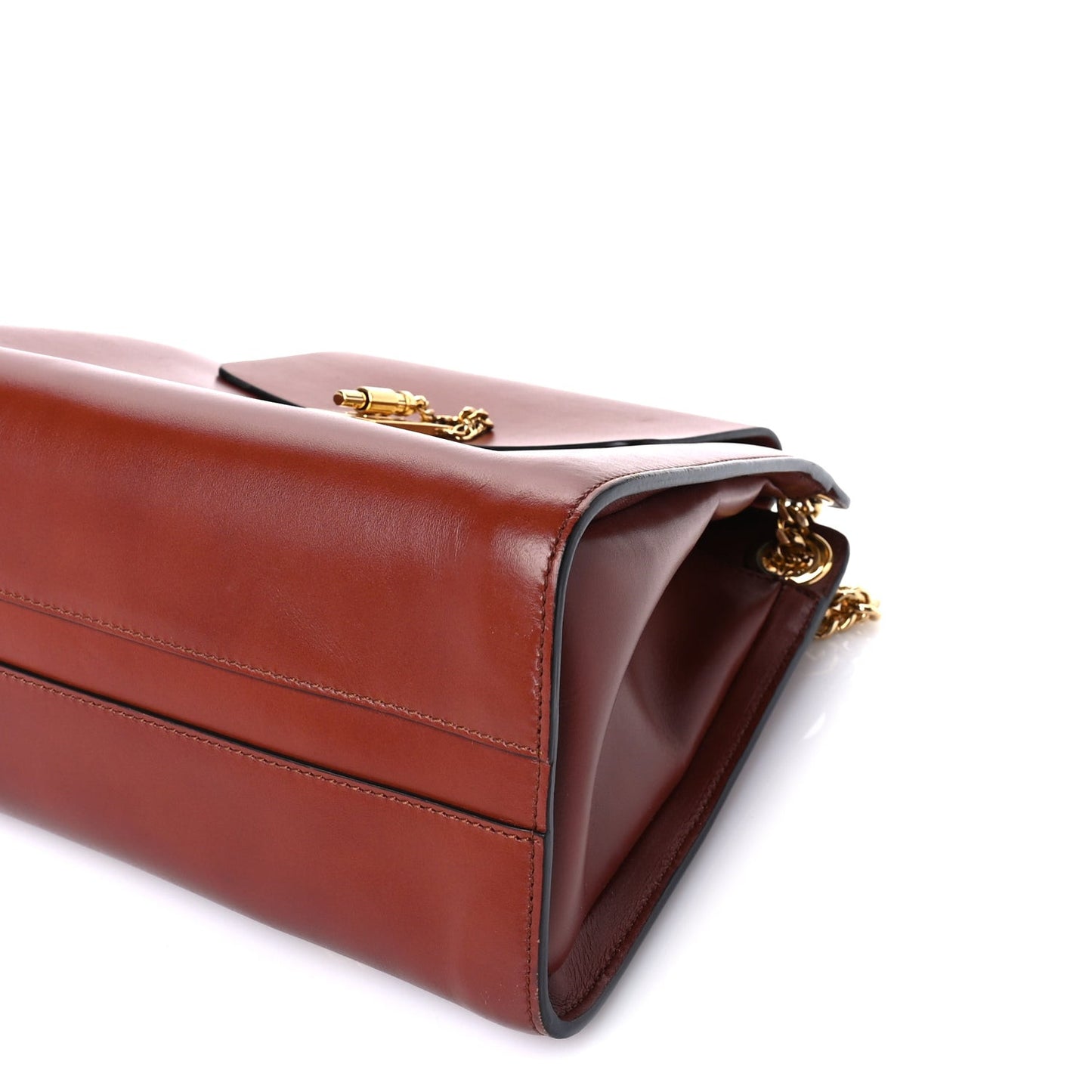 Shiny Calfskin Medium Annie Shoulder Bag Whiskey