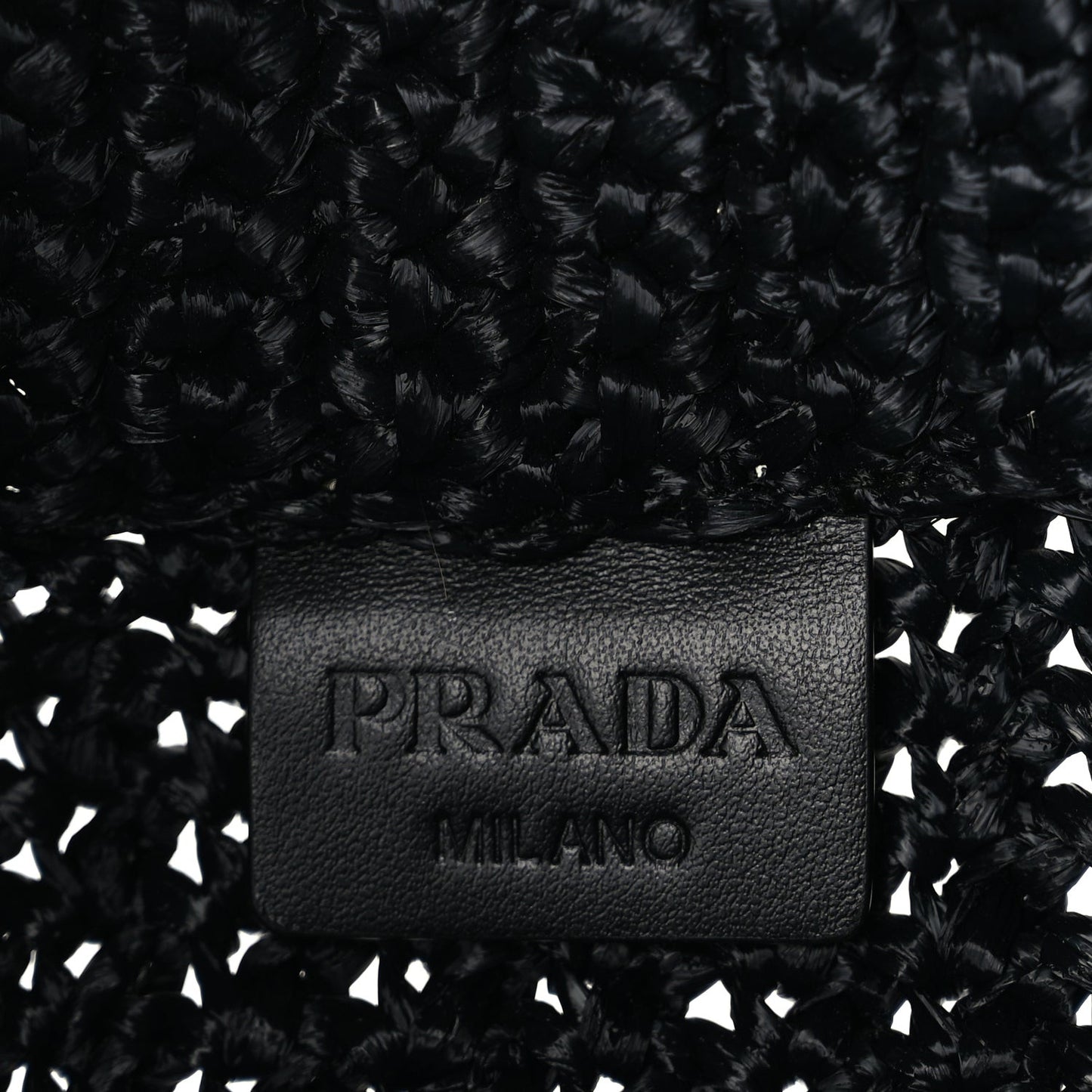 Yarn Raffia Effect Crochet Small Logo Tote Black